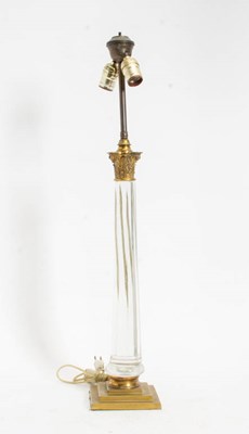 Lot 142 - Brass Mounted Glass Table Lamp