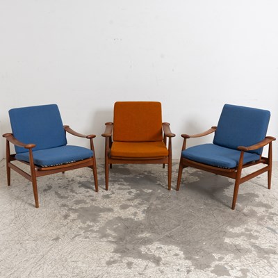 Lot 76 - Set of Three Finn Juhl Model 133 "Spade" Teak Armchairs
