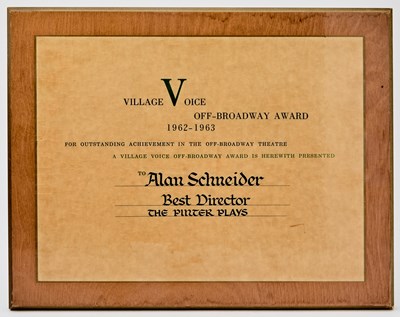 Lot 261 - Alan Schneider's 1962-3 Village Voice award for Best Director