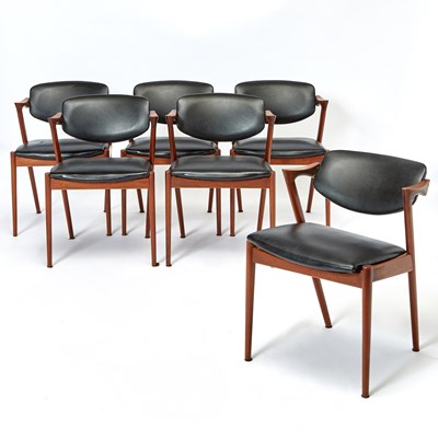Lot 193 - Set of Six Upholstered Walnut Dining Armchairs