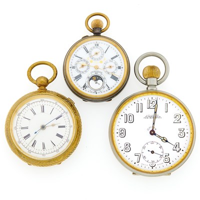 Lot 1347 - Group of Silver, Gilt-Metal and Brass Open Face Pocket Watches