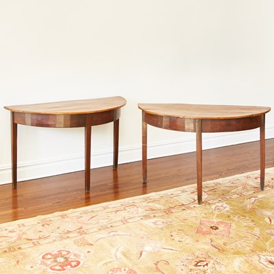 Lot 108 - Pair of George III Oak Demilune Console Tables