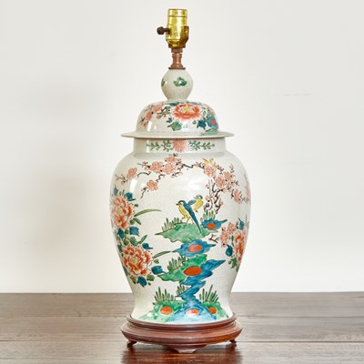 Lot 75 - Chinese Style Polychrome Decorated Porcelain Lamp
