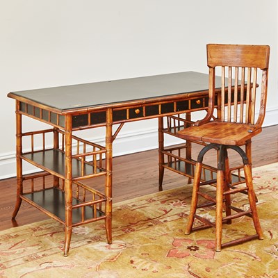 Lot 103 - Faux Bamboo and Lacquer Desk