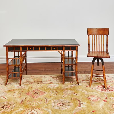 Lot 103 - Faux Bamboo and Lacquer Desk