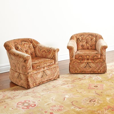 Lot 88 - Pair of Velvet Upholstered Swivel Chairs