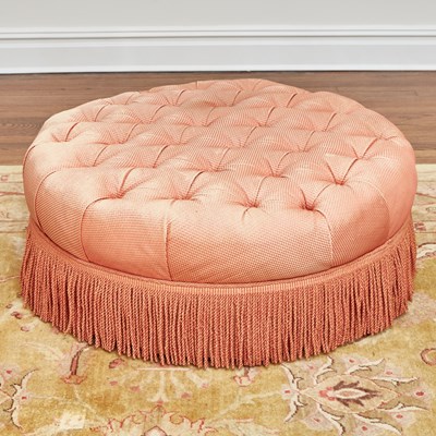Lot 90 - Round Upholstered Tufted Ottoman