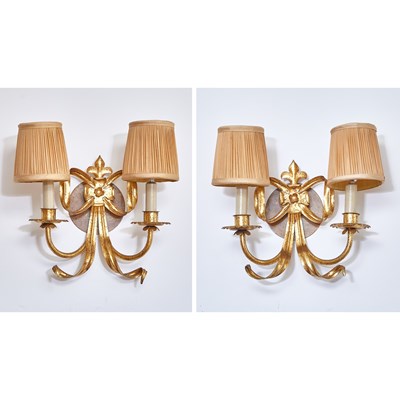 Lot 99 - Pair of Gilt-Metal Two Light Sconces