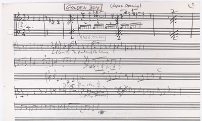 Lot 15 - Golden Boy materials, including an holograph musical manuscript, Sammy Davis Jr. photographs, programs, etc.