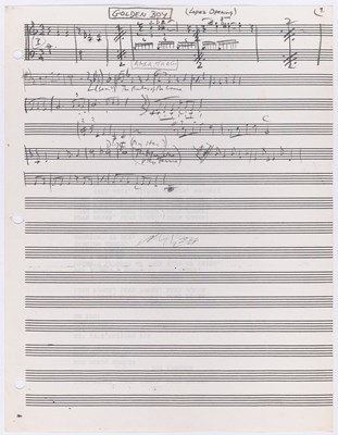 Lot 15 - Golden Boy materials, including an holograph musical manuscript, Sammy Davis Jr. photographs, programs, etc.