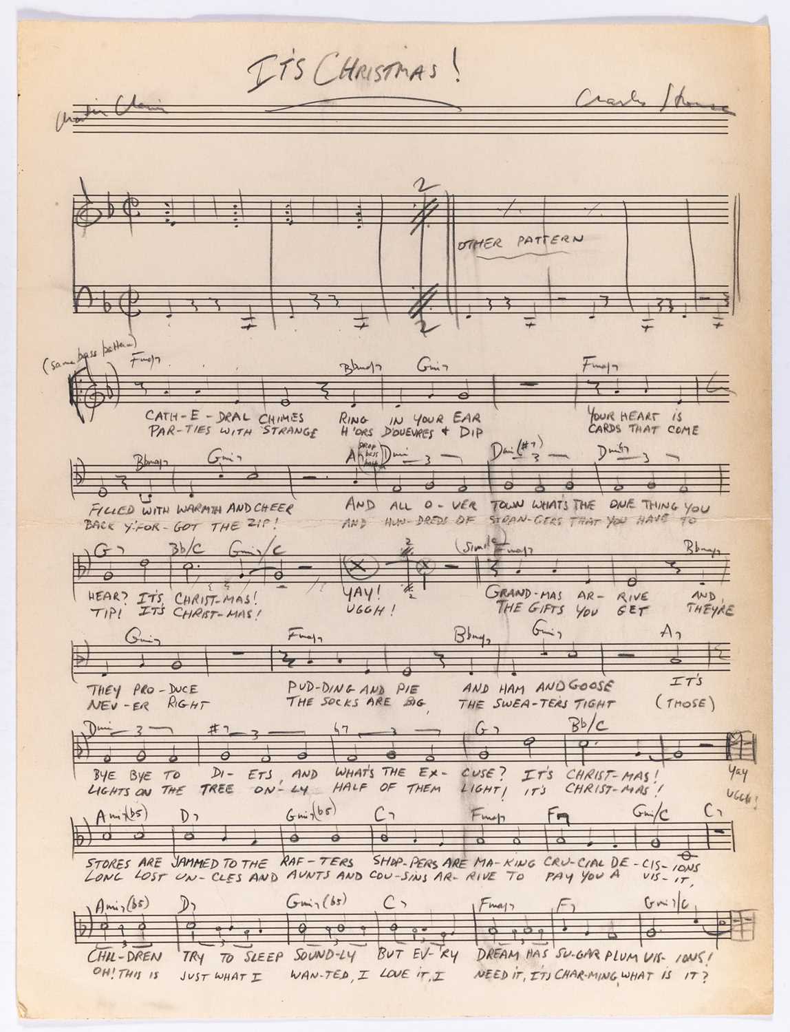 Lot 36 - “It’s Christmas!” holograph musical manuscript
