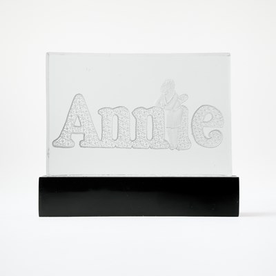 Lot 41 - Annie etched glass logo display