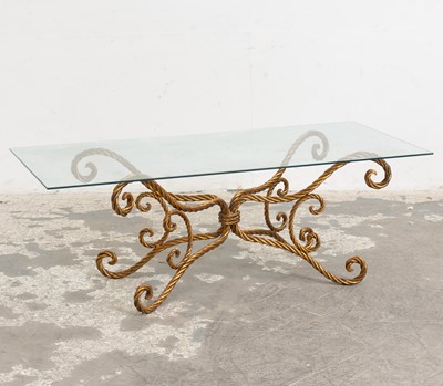 Lot 69 - Gilt-Metal Rope and Tassel Glass Top Low Table