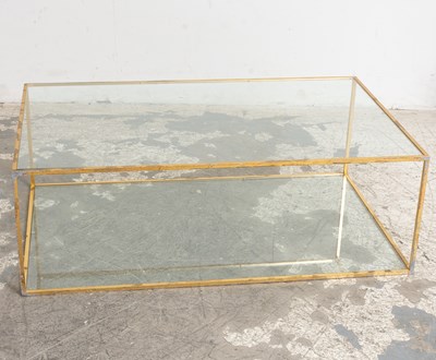 Lot 126 - Gold Leaf Two-Tier Glass Top Coffee Table