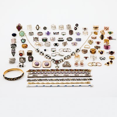 Lot 1374 - Group of Silver, Metal and Gem-Set Jewelry