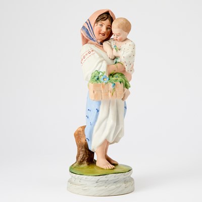 Lot 312 - Russian Porcelain Figure of a Girl with Child