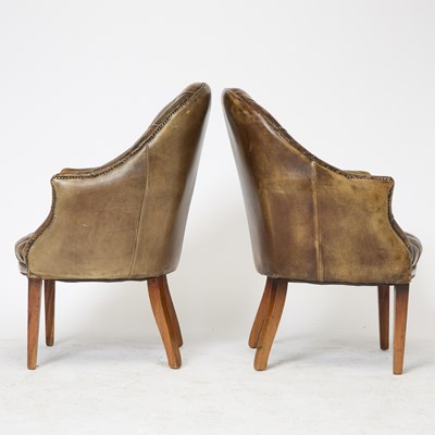 Lot 170 - Pair of Leather Upholstered Tub Chairs