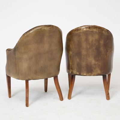 Lot 170 - Pair of Leather Upholstered Tub Chairs