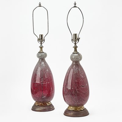 Lot 200 - Pair of Murano Blown Glass Table Lamps