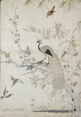 Lot 272 - A Chinese Silk Embroidery Panel with a Hardwood Frame