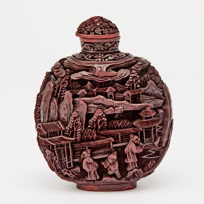 Lot 417 - A Chinese Carved Cinnabar Lacquer Snuff Bottle
