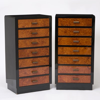 Lot 298 - Pair of French Art Deco Walnut and Ebonized Semainières