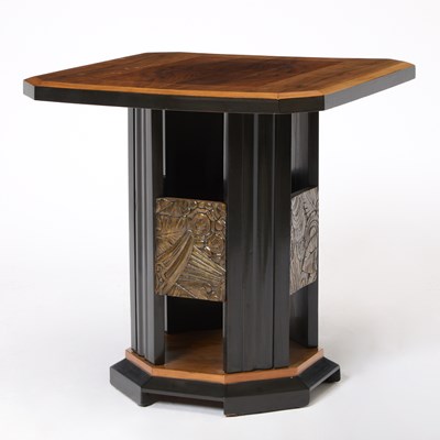 Lot French Art Deco Style Ebonized and Walnut Side Table