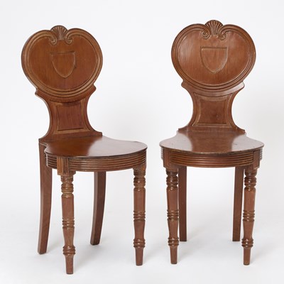 Lot 599 - Pair of George IV Mahogany Hall Chairs