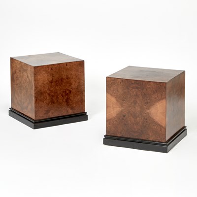 Lot 275 - Modernist Style Burlwood Side Tables / Pedestals