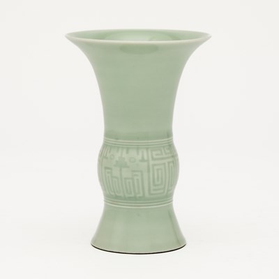 Lot 545 - A Small Chinese Celadon Glazed Porcelain Gu Vase