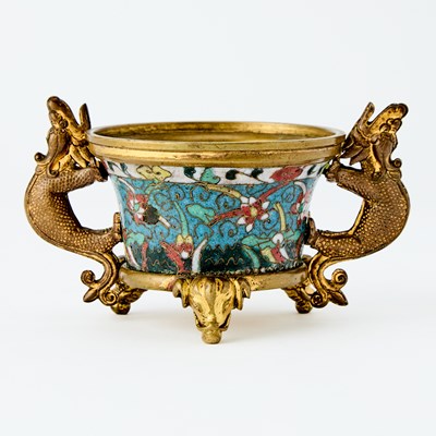 Lot 396 - A Chinese Cloisonne Enamel Tripod Censer