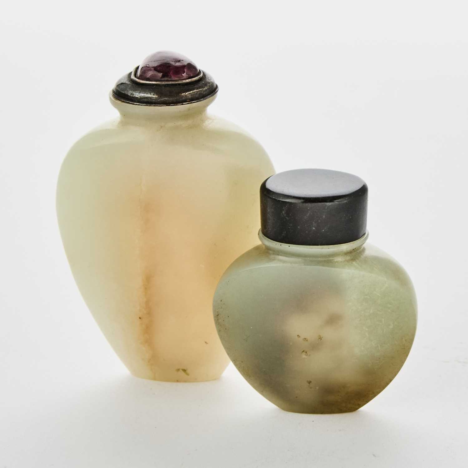 Lot 5 - Two Chinese Carved Jade Snuff Bottles
