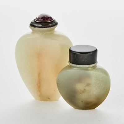 Lot 5 - Two Chinese Carved Jade Snuff Bottles