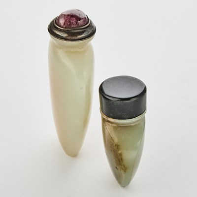 Lot 5 - Two Chinese Carved Jade Snuff Bottles