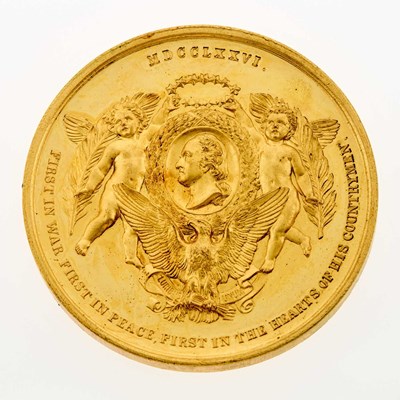Lot 3 - United States. c. 1876 Danish Medal. MDCCLXXVI Obverse. 53mm. Gilt Bronze. Prooflike Uncirculated.