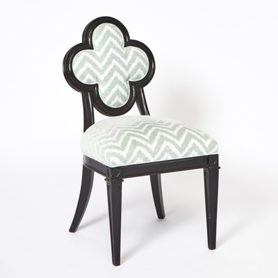 Lot 128 - Quatrefoil Back Black Lacquer Side Chair