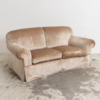 Lot 87 - Tan Velvet Upholstered Settee