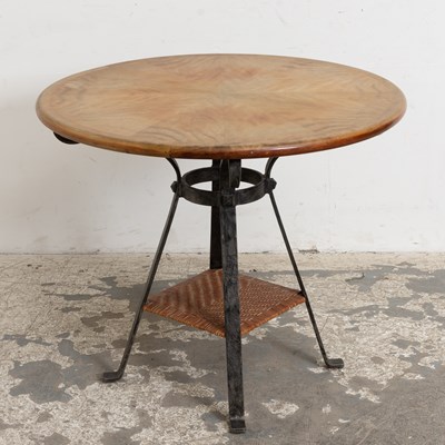 Lot 100 - Wrought Iron and Wood Low Table