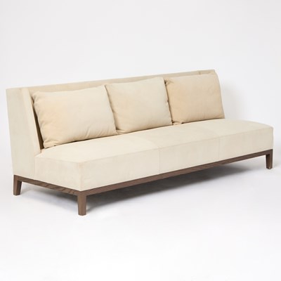 Lot 255 - Christian Liaigre Upholstered Walnut Stained Sofa