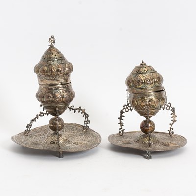 Lot 101 - Two Ottoman Silver Incense Burners
