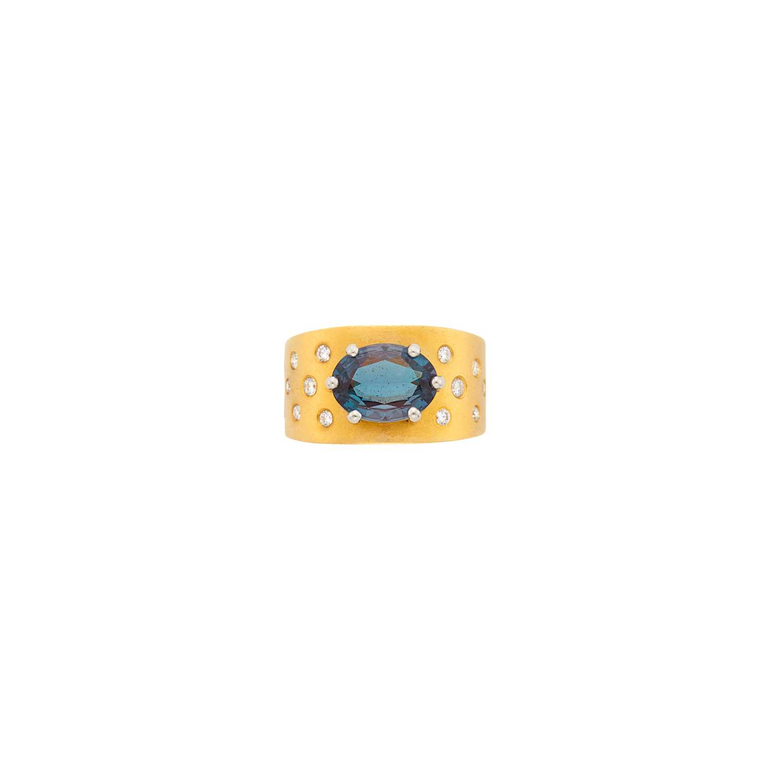 Lot 53 - Two-Color Gold, Alexandrite and Diamond Ring