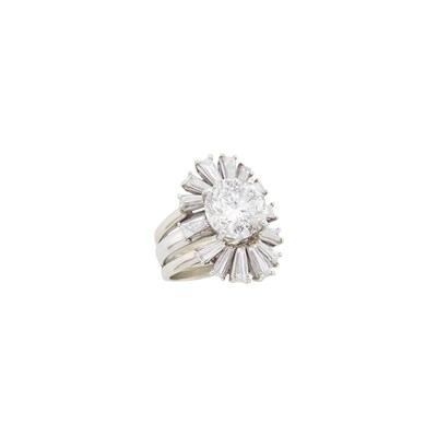 Lot 1087 - Platinum and Diamond Ring with White Gold Jacket