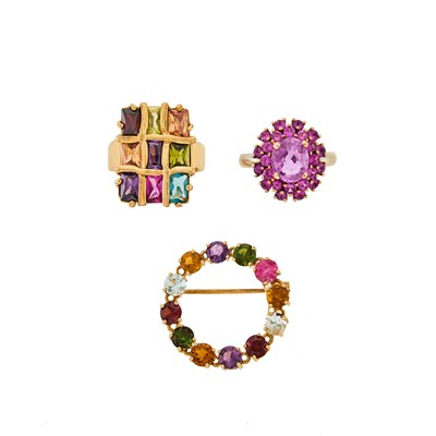 Lot 1269 - Group of Gold, White Gold and Gem-Set Jewelry