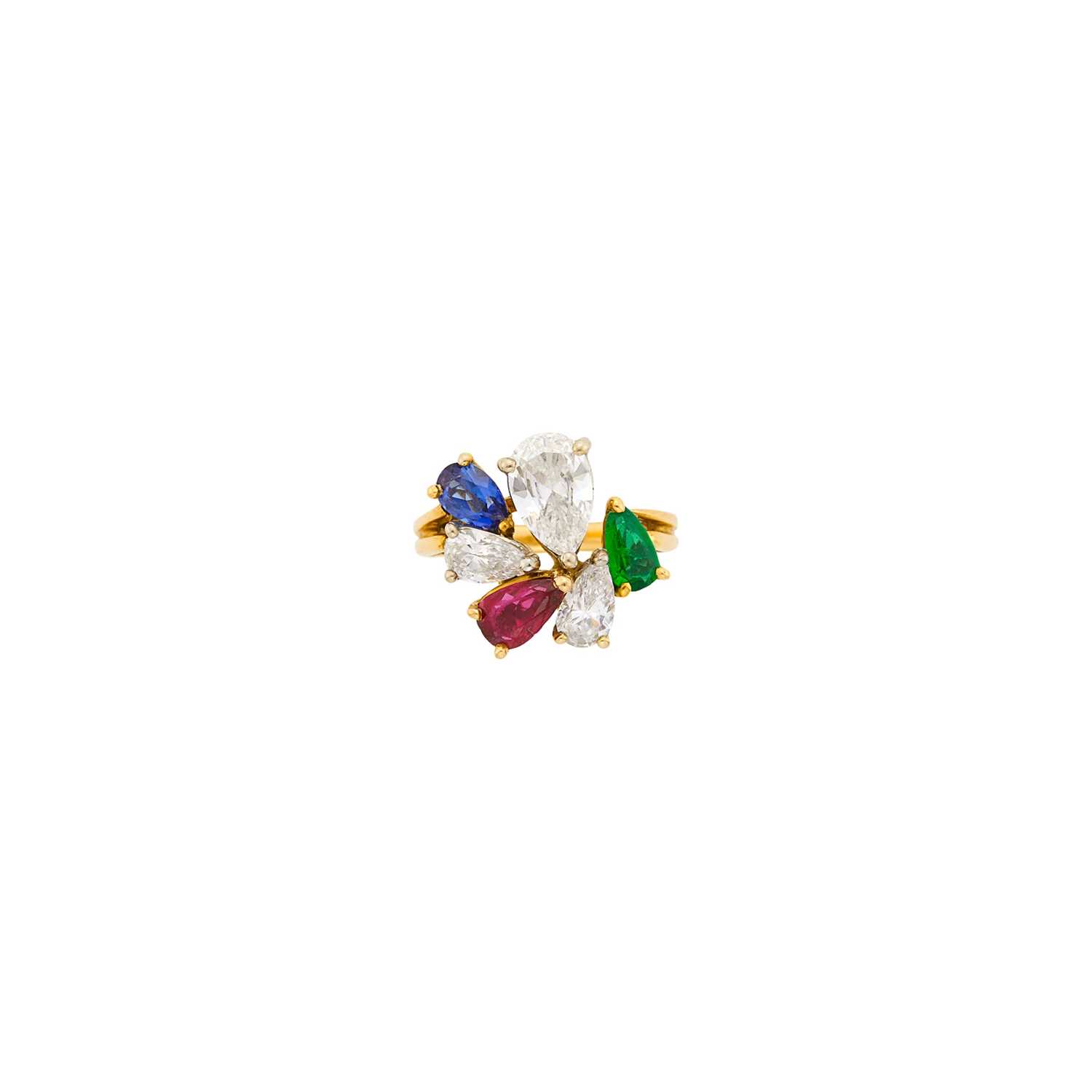 Lot 79 - Oscar Heyman & Brothers Gold, Platinum, Diamond and Colored Stone Ring