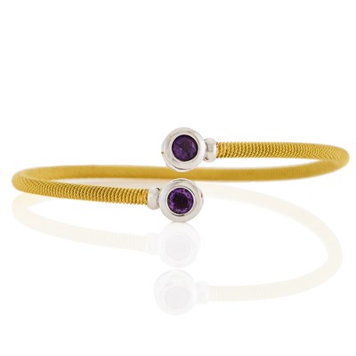 Lot 1159 - Two-Color Gold and Amethyst Bracelet