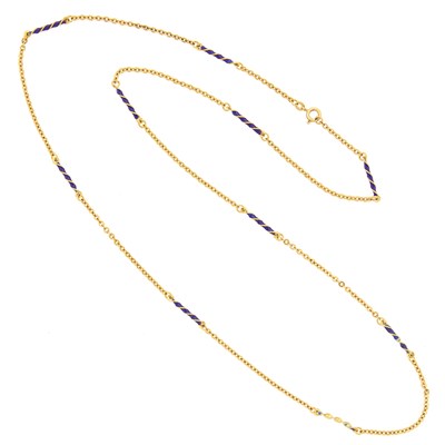 Lot 1200 - Gold and Blue Enamel Chain Necklace