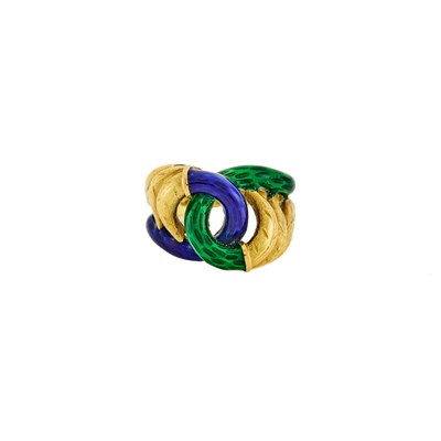 Lot 1236 - Gold and Enamel Ring