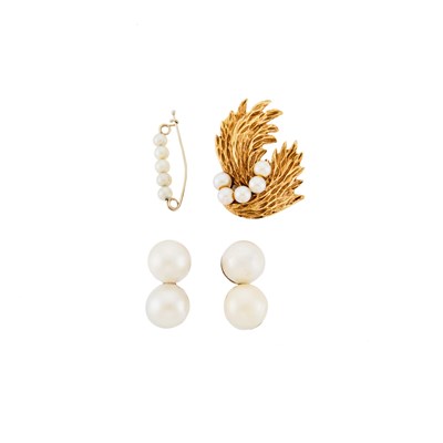 Lot 1227 - Group of Gold, Low-Karat Gold, White Gold and Cultured Pearl Jewelry