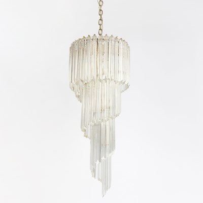 Lot 761 - Italian Mid-Century Style Gilt-Metal and Glass Five-Light Chandelier