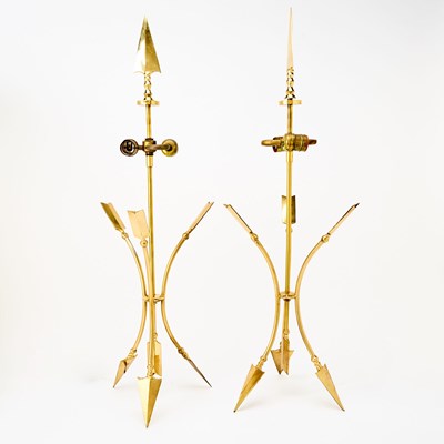 Lot 764 - Pair of Jansen Style Brass Lamps